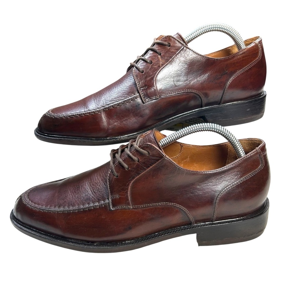 Vintage Bostonian Luxe Oxford Men Size 9 Brown Leather Apron Toe Made in Italy